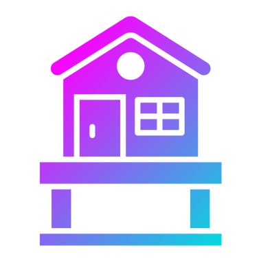 Cottage Vektör Simgesi Tasarım İllüstrasyonu