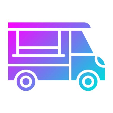 Kahve Kamyonu Vektör Simgesi Tasarım Çizimi