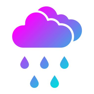 Yağmur Vektörü Simgesi Tasarım Çizimi