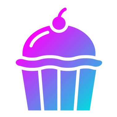 Cupcake Vektör Simgesi Tasarım İllüstrasyonu