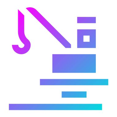 Offshore Rig Vektör Simgesi Tasarım İllüstrasyonu