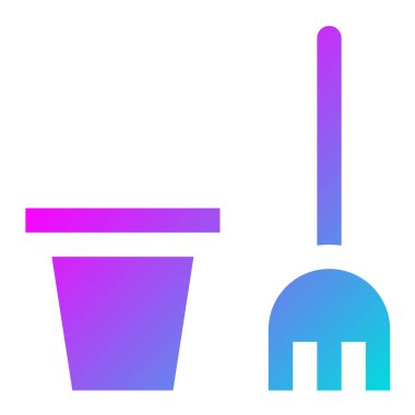 Süpürge Vektörü Simgesi Tasarım İllüstrasyonu