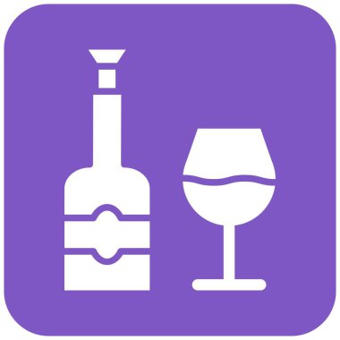 Şarap Vektörü Simgesi Tasarım Çizimi