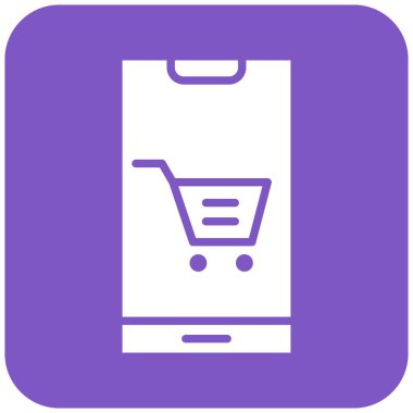 Mobil Alışveriş Vektörü Simgesi Tasarım İllüstrasyonu