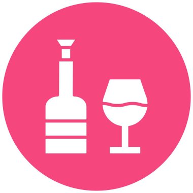 Şarap Vektörü Simgesi Tasarım Çizimi