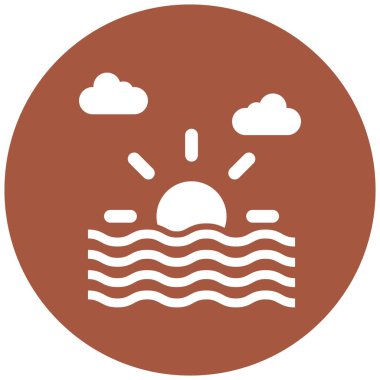 Sunset Vektör Simgesi Tasarım İllüstrasyonu