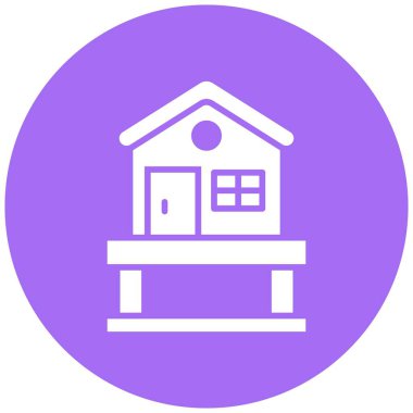 Cottage Vektör Simgesi Tasarım İllüstrasyonu