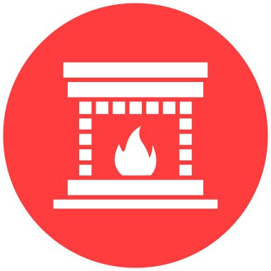 Şömine Vektörü Simgesi Tasarımı Çizimi