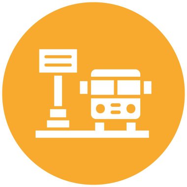 Otobüs Durağı Vektör Simgesi Tasarım İllüstrasyonu