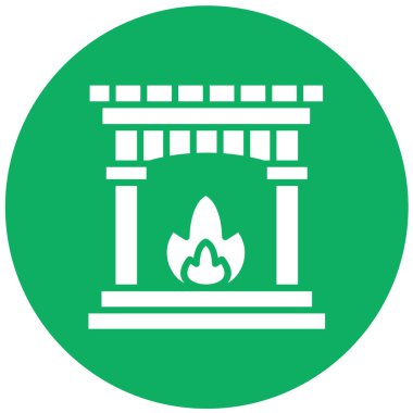 Şömine Vektörü Simgesi Tasarımı Çizimi