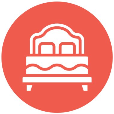 Çift yatak Vektör Simgesi Tasarım Çizimi