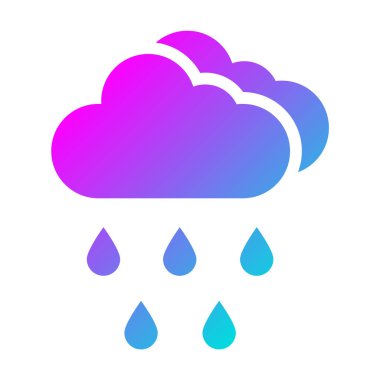 Yağmur Vektörü Simgesi Tasarım Çizimi