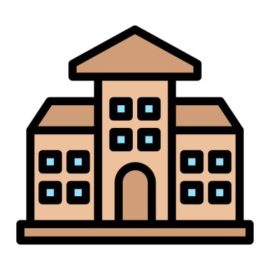 Okul Vektörü Simgesi Tasarım İllüstrasyonu