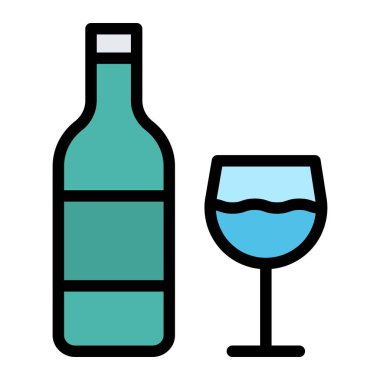 Şarap Vektörü Simgesi Tasarım Çizimi