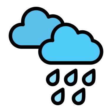 Yağmur Vektörü Simgesi Tasarım Çizimi