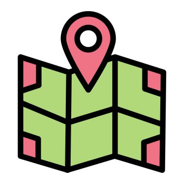 Harita Vektörü Simgesi Tasarım İllüstrasyonu