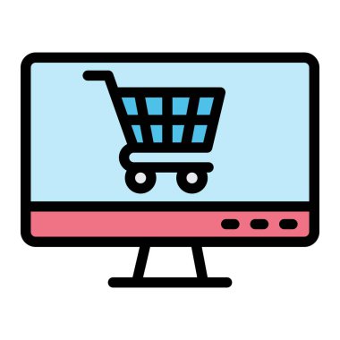 Çevrimiçi alışveriş vektörü Simge Tasarım İllüstrasyonu
