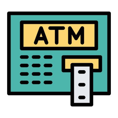 ATM Makinesi Vektör Simgesi Tasarım İllüstrasyonu