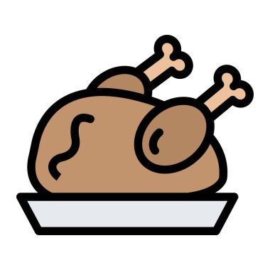 Pişmiş tavuk vektör simgesi tasarımı