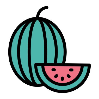 Karpuz Vektör Simgesi Tasarım Çizimi