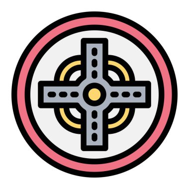 Yol Kesişimi Vektör Simgesi Tasarım İllüstrasyonu