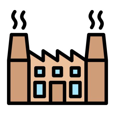 Nükleer Santral Vektör Simgesi Tasarım İllüstrasyonu