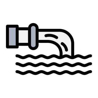 Atık Su Vektörü Simgesi Tasarım Çizimi