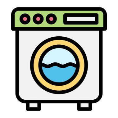 çamaşır makinesi vektör tasarım illüstrasyonu