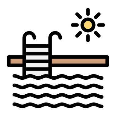 Yüzme havuzu Vektör Simgesi Tasarım İllüstrasyonu