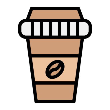 Kahve Vektörü Simgesi Tasarım Çizimi