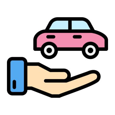 Araba Sigortası Vektör Simgesi Tasarım Çizimi