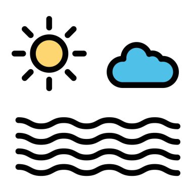 Deniz Vektörü Simgesi Tasarım İllüstrasyonu