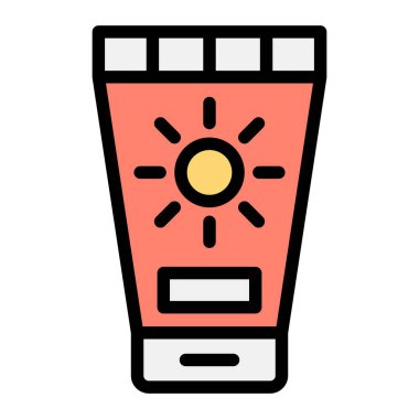 Güneş kremi Vektörü Simgesi Tasarımı Çizimi