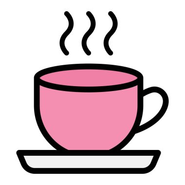 Sabah Kahvesi Vektör Simgesi Tasarım Çizimi