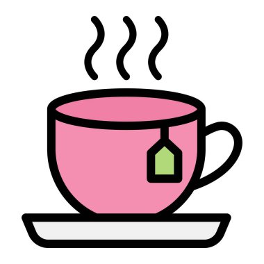 Çay Vektörü Simgesi Tasarım İllüstrasyonu