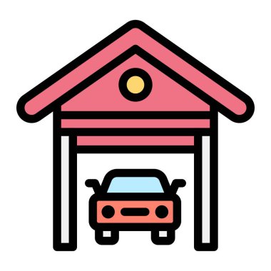 Garaj Vektörü Simgesi Tasarım İllüstrasyonu