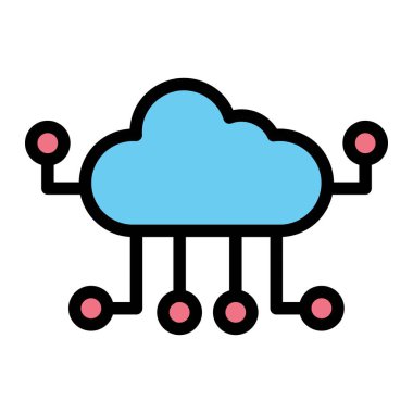 Bulut Hesaplama Vektörü Simgesi Tasarım İllüstrasyonu