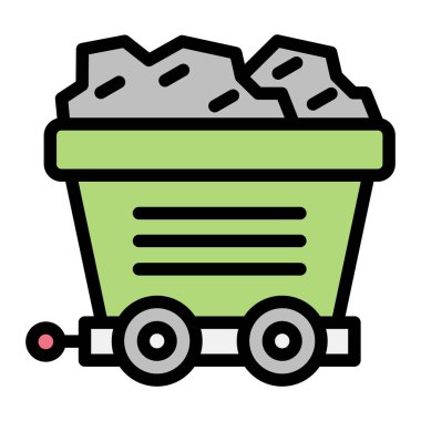 Madencilik arabası Vektör Simgesi Tasarım Çizimi