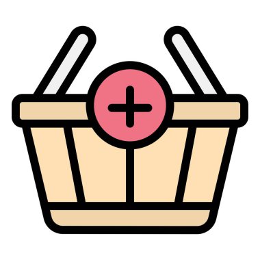 Sepet Vektör Simgesi Tasarım Çizimine Ekle