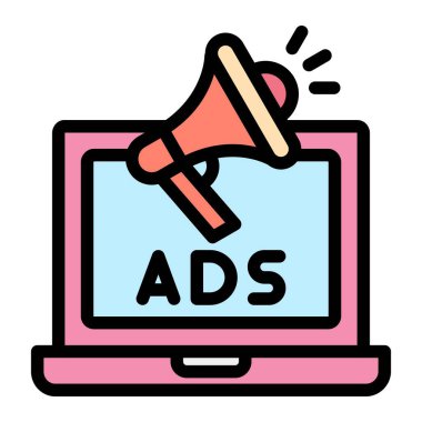 Çevrimiçi reklam Vektör Simgesi Tasarım İllüstrasyonu