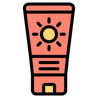 Güneş kremi Vektörü Simgesi Tasarımı Çizimi
