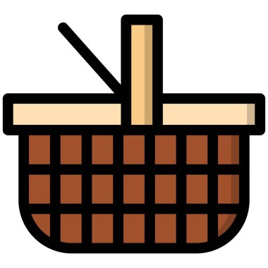 Piknik sepeti Vektör Simgesi Tasarım Çizimi