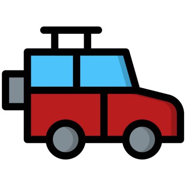 Jeep Vektör Simgesi Tasarım İllüstrasyonu