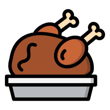 Kızarmış Tavuk Vektör Simgesi Tasarım Çizimi