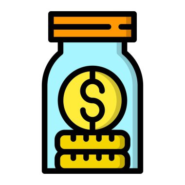 Para kavanozu Vektör Simgesi Tasarım İllüstrasyonu