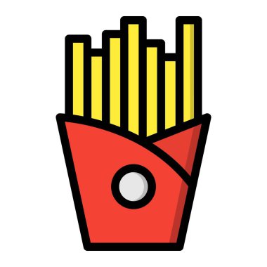 Patates kızartması Vektör Simgesi Tasarım Çizimi