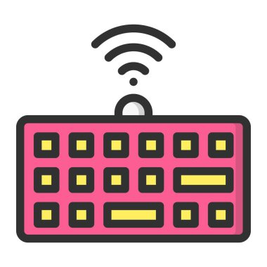 Kablosuz Klavye Vektör Simgesi Tasarım İllüstrasyonu