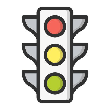 Trafik Işığı Vektör Simgesi Tasarım İllüstrasyonu