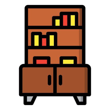 Kitaplık Vektör Simgesi Tasarım İllüstrasyonu