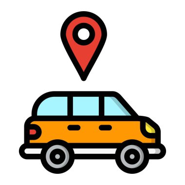 Araba servisi konumu Vektör Simgesi Tasarım İllüstrasyonu